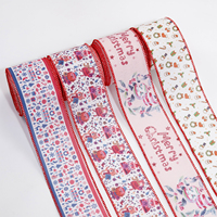 Ruban filé personnalisé de Noël à motif de dessin animé, 2,5 pouces, coloré, avec bord filé, pour bricolage, couronnes, nœuds, arrangements floraux et cadeaux