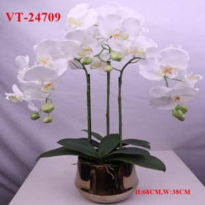 2025 Polyester Artificiel Phalaenopsis/Cymbidium Plante Pot Graduation Noël Nouvel An Pâques Halloween Décorations 47CM x 27CM - Product Image 3