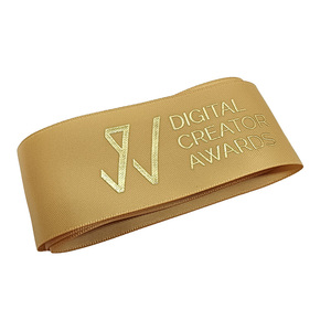 Pita Satin Logo Merek Mewah 1,5cm, Logo Embos Emas/Perak/Metalik untuk Kemasan Kotak Hadiah - Product Image 3