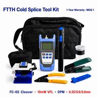 Kit d'outils FTTH pour fibre optique, mini-coupe-fibre, VFL 10mW, puissancemètre optique, kit d'installation par épissage à froid, outil d'épissage