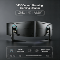 Monitor Curvo Super UltraWide de 49 Pulgadas 32:9, 144Hz, 1800R, 1ms de Respuesta, 100% SRGB, para Seguridad, CCTV, Centro de Comando, Pantalla para PC de Escritorio