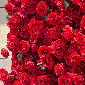 Nuova alta seta artificiale rosso fiore sfondo pannelli decorativi appesi fiori finti per la laurea casa di nozze di natale - Product Image 4