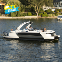 Bateau-maison ponton Ecocampor 2026, nouveau design, 22 pieds, pour la vie en famille, maison flottante, bateau ponton en aluminium soudé