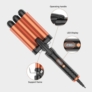 Rizador de Pelo Eléctrico para Uso Doméstico, Rizador de Ondas Grandes de Tres Barriles Dorado, <span class=keywords><strong>Plancha</strong></span> de Cerámica de Turmalina - Product Image 2