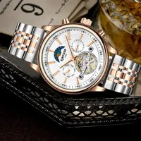 KINYUED J118 Date Top Rating Horloge Hommes Sport Étanche Mécanique Montres pour Chronographe Montre-Bracelet Bande En Acier Inoxydable