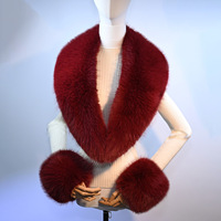Accessoires de décoration pour manteau d'hiver : Fausse fourrure de renard, écharpes longues de 108 cm, châles, ensembles col et poignets multicolores, poignets de 19 cm grande taille