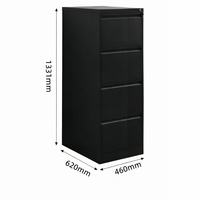 Archivador Vertical de Acero con 4 Cajones, Mueble de Oficina con Cerradura, Gabinete Metálico con Cajones para Oficina