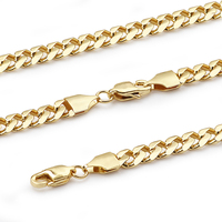 Venta caliente de la joyería de oro plana de acero inoxidable 18k de oro llena de Cuba frenar cadena cadenas de oro