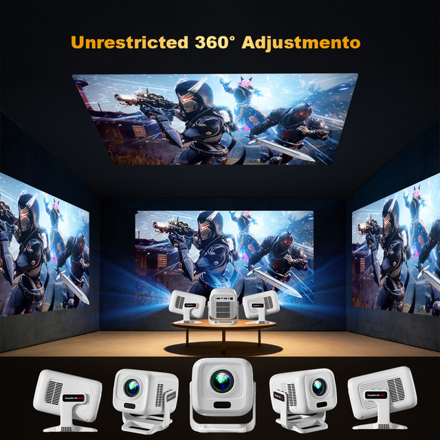 Portable Android Projector 1080P LCD Mini Projector WiFi6 5.4 Auto Keystone for Home Theater