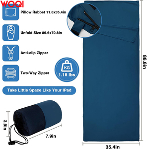 ถุงนอนฤดูร้อน WOQI น้ำหนักเบาพิเศษ พร้อมผ้าปูที่นอนสำหรับเดินทาง และถุงนอนสำหรับผู้ใหญ่สำหรับโรงแรมและการตั้งแคมป์ - Product Image 3
