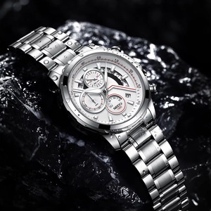Montre chronographe de luxe pour homme Drioshipping 2576, bracelet en acier inoxydable, boîtier en alliage lumineux, mouvement à quartz Ronda, montres-bracelets pour homme - Product Image 2