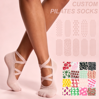 Chaussettes de sport et de yoga antidérapantes pour femmes, avec logo de luxe, à brides croisées, pour la danse classique, la barre, le Pilates, de marque, tendance et personnalisables