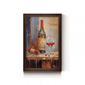 Bar et café décoration murale vin rouge Art toile avec <span class=keywords><strong>raisin</strong></span> <span class=keywords><strong>nature</strong></span> <span class=keywords><strong>morte</strong></span> peinture taille personnalisée approvisionnement en gros - Product Image 3