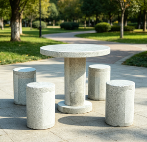 Table et chaises de <span class=keywords><strong>jardin</strong></span> en granit rondes, modernes et élégantes, durables et écologiques, pour villa, parc et <span class=keywords><strong>jardin</strong></span> (vente en gros) - Product Image 1