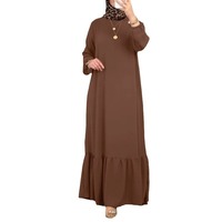 Robe longue vintage 2026 pour femme, style décontracté, ample, à volants, en polyester, vente en gros, directement de l'usine islamique de Dubaï