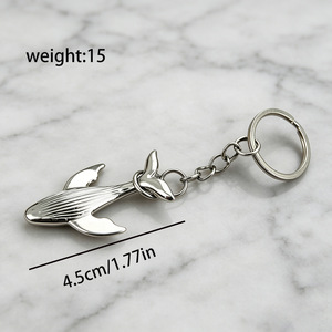 Llavero de Cola de Ballena Plateado con Detalle <span class=keywords><strong>en</strong></span> Relieve, Colgante de Animal Marino, Anillo de Metal Pulido para Llaves de Coche o Mochila - Product Image 2