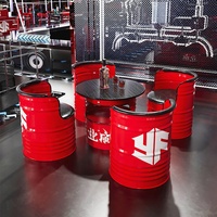 Ensemble de bar rond en fer de style industriel moderne pour les salons de thé et les cafés - Mobilier commercial personnalisable avec canapé, chaise et table à thé