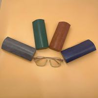 Étui à lunettes en cuir semi-rigide, élégant, motif uni, portable, logo personnalisable, protection de luxe légère pour