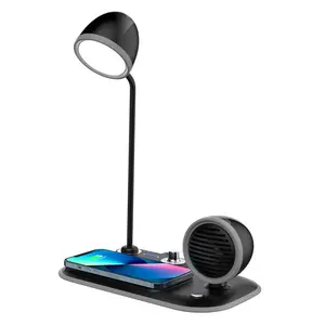 2024 Trend produkte Lampe mit Telefon kabelloses Ladegerät und Lautsprecher LED Schreibtisch lampe mit kabellosem Ladegerät-Tisch leuchte Top Verkauf