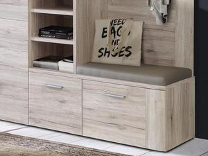 <span class=keywords><strong>Perchero</strong></span> de pasillo de roble arena compacto contemporáneo con <span class=keywords><strong>espejo</strong></span> de banco y almacenamiento de zapatos Juego de muebles de entrada pequeña - Product Image 2