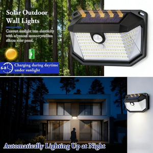 Lot de 2 lampes murales solaires à détecteur de mouvement 178 LED, 270 °   Lampe de sécurité extérieure étanche à grand angle pour jardin, garage, patio - Product Image 2