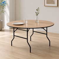 Table de banquet pliante rectangulaire en bois et métal pour restaurant, mariage, ferme, extérieur