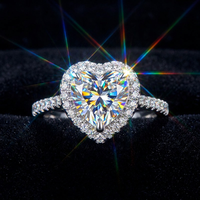 NORELLE Bagues de fiançailles de luxe en argent sterling 925 pour femmes, avec halo de diamants en forme de cœur, moissanite, bijoux de luxe de marque