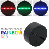 Base de lampe LED 3D à piles avec télécommande, ronde, noire et blanche, effet craquelé, pour acrylique