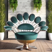 Chaise paon contemporaine créative en cuir velours moderne cadre en acier inoxydable chaise de loisirs pour hôtel villa intérieur/extérieur