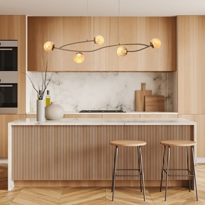 Australian Standard Vivid White <strong>Kitchen</strong> Cabinet Island Dinning Bar with Battened Claddings - Product Image 4