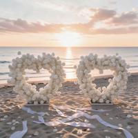 Arche de fleurs artificielle en soie, réaliste et hautement simulée, en forme de petit cœur rouge, pour décoration de mariage, de demande en mariage et de fête de la Saint-Valentin