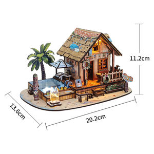 Kit <span class=keywords><strong>de</strong></span> maison <span class=keywords><strong>de</strong></span> plage hawaïenne avec LED - Maison <span class=keywords><strong>de</strong></span> poupée à construire soi-même, puzzles <span class=keywords><strong>en</strong></span> <span class=keywords><strong>bois</strong></span> 3D pour adultes, <span class=keywords><strong>jouet</strong></span> <span class=keywords><strong>de</strong></span> <span class=keywords><strong>construction</strong></span> - Product Image 6
