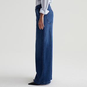 <span class=keywords><strong>Jeans</strong></span> Palazzo da <span class=keywords><strong>Donna</strong></span> a Vita Bassa in Denim Elasticizzato da 10 oz, Traspiranti ed Ecologici, Gamba Super Larga, Indaco Sbiadito, Morbidi - Vendita all'Ingrosso - Product Image 2