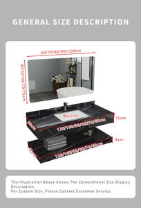 <span class=keywords><strong>Mueble</strong></span> de Baño Moderno con Lavabo Combinado, Lavabo de Cerámica de Doble Capa con Superficie de Roca, Espejo con Iluminación LED Táctil, Montado en la Pared - Product Image 2