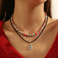 Collier de Noël en alliage de cuivre avec pendentif flocon de neige, bonhomme de neige et sapin de Noël - Chaîne pour pull