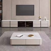 Nouveau modèle 2026 : Meuble TV et table basse modernes en MDF, style italien minimaliste, luxe, écologique et durable, avec porte en verre