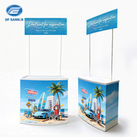 Comptoir promotionnel en plastique pliable pour salon professionnel, table de promotion pour supermarché, présentoir publicitaire