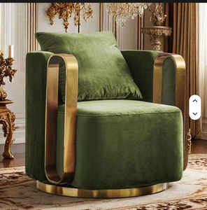 Modern Luxury Swivel Chair Multicolor Velvet Upholstered Chair with Gold Armrest - Product Image 6