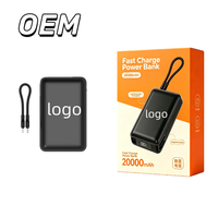 Nouvelle tendance, design portable OEM, batterie externe de 20000 mAh avec câble de charge amovible, charge rapide PD22.5 pour téléphones