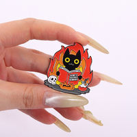 Chat en colère Épingles en émail Flamme de feu Animal Broche Lapel Badge Sac à dos Vêtements Bijoux Cadeau pour amis Vente en gros