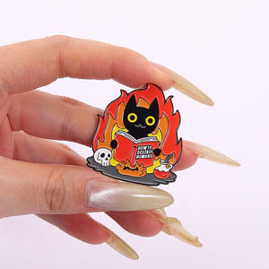 Gatto arrabbiato smalto spille fuoco fiamma animale spilla distintivo zaino vestiti gioielli regalo per amici all'ingrosso - Product Image 2