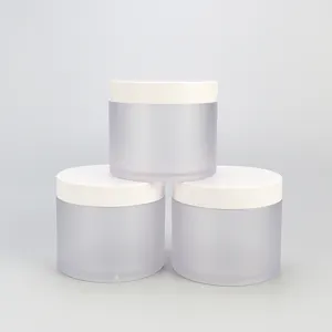 Cosmetico vuoto di vendita caldo 10g 15g 1oz 2 oz4oz 8oz PETG vasetto di crema glassato di plastica con coperchi rosa per contenitore di balsamo per le labbra Scrub labbra