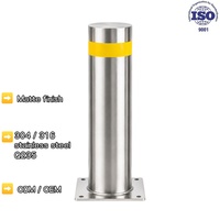 Poteau de signalisation anti-choc en acier inoxydable 316 de 3 mm d'épaisseur et 1100 mm de hauteur, finition mate, résistant aux impacts, pour parkings