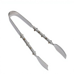 Pinzas para hielo de acero inoxidable de grado alimenticio para servir en bares y restaurantes, pinzas metálicas de grado alimenticio con remaches dorados, fáciles de limpiar - Product Image 1