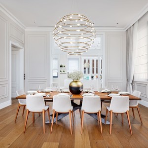 Lustre sphérique moderne en métal doré LED 220V, plafonnier rond pour salon, villa à plafond haut - Product Image 3