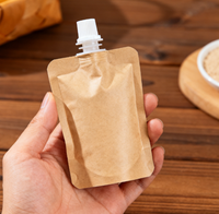 Pochette à bec verseur en papier kraft personnalisée, recyclable, écologique, pour jus frais, boissons, boissons aux fruits, liquides avec bec verseur