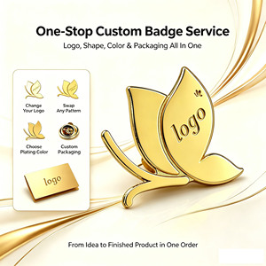 Badge papillon doré brillant personnalisé en alliage, gravé en 3D avec précision, certifié ISO, conception gratuite, faible MOQ, cadeau promotionnel pour marque, OEM - Product Image 3