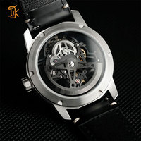 SANYIN luxe noir argent automatique montre-bracelet personnalisé en acier inoxydable Transparent mécanique squelette montres fabricant