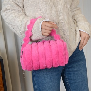 Wholesale Korean Style Plush Handbag Set <strong>Fluffy</strong> Faux Fur Shoulder <strong>Bag</strong> With Coordinated Hat for Women - Product Image 2