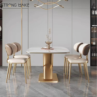 Table Salle à Manger Complet Avec 6 Chaise Haute Qualité Salle à Manger Moderne de Luxe Table à Manger en Métal Avec Plateau en Marbre